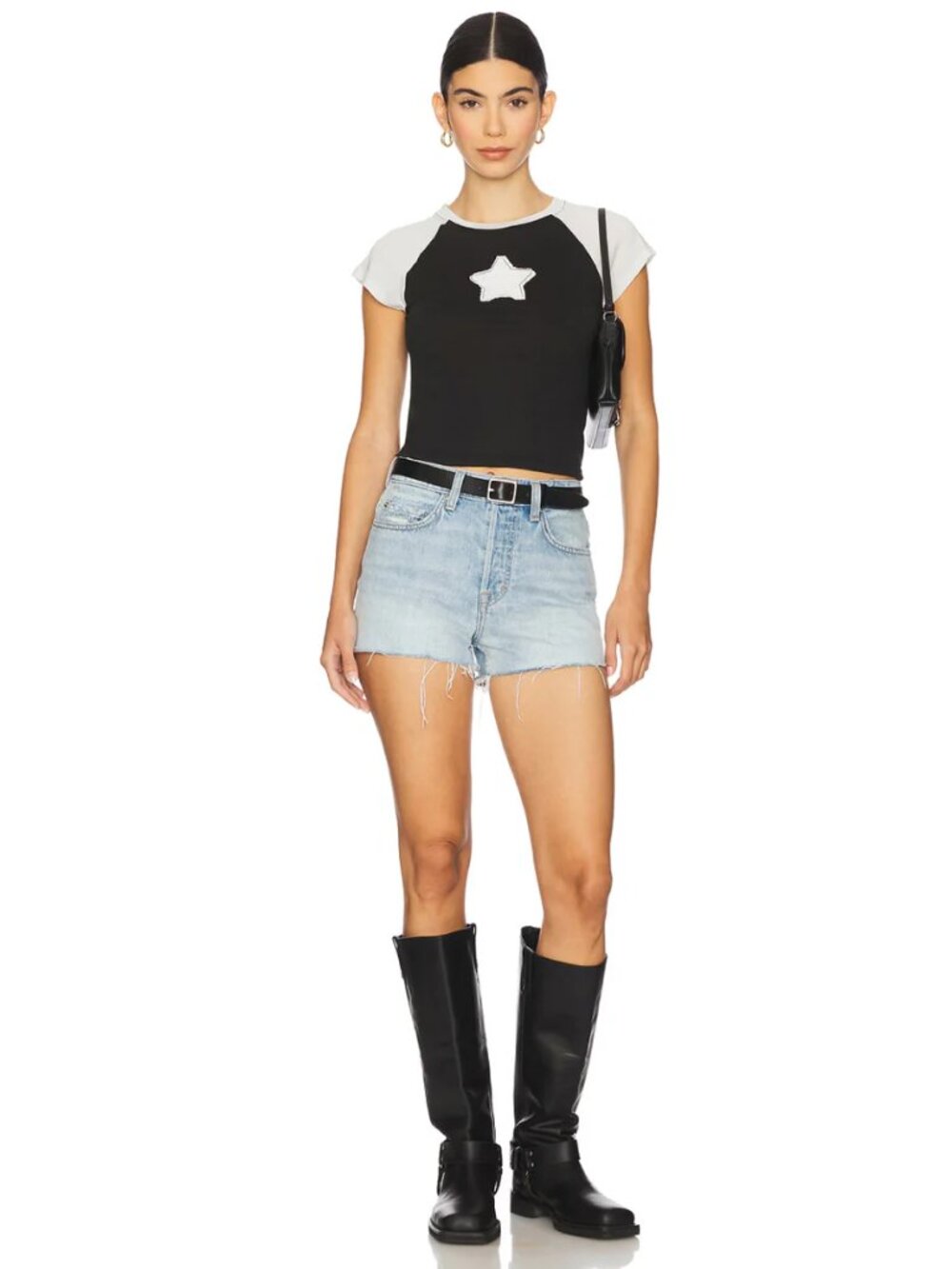 The Laundry Room Stardom Baby Tee - Black Snow and White - Size XS